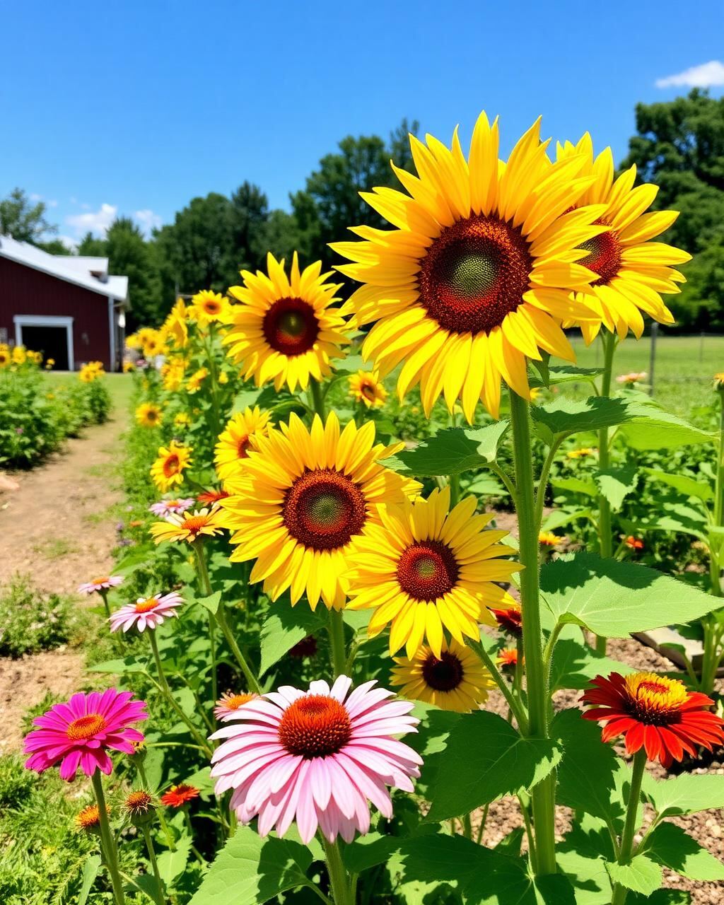 Sunflowers blooming at the farm