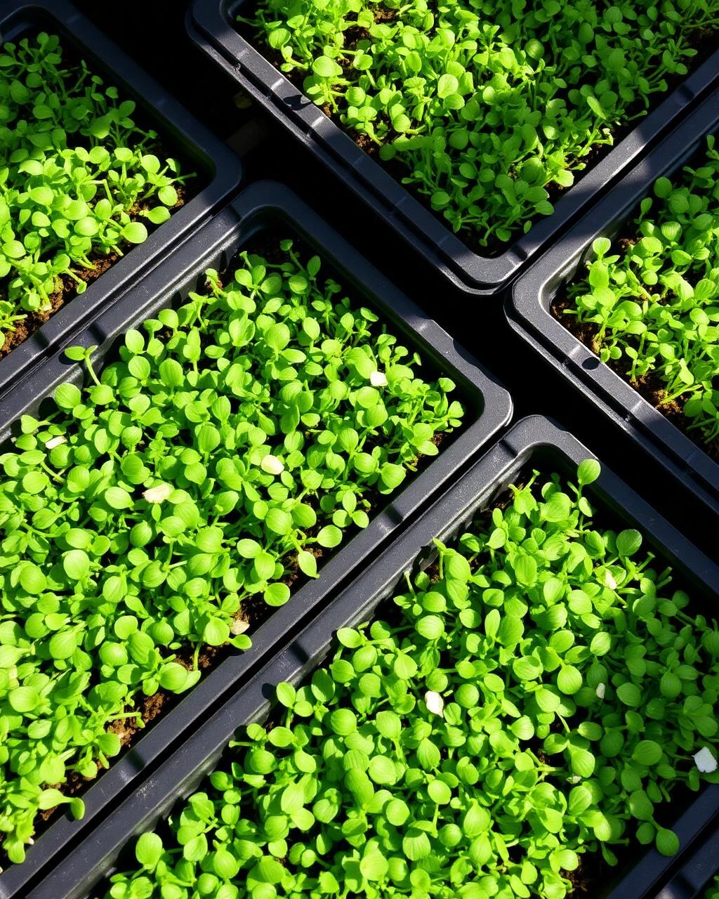 Trays of microgreens